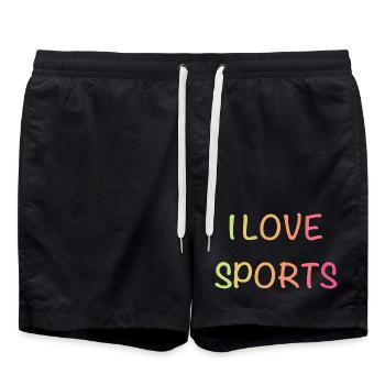 I Love Sports – Colorful Gradient Font - Swim Trunks - black - Front - AI Model Male 185 light (185cm)