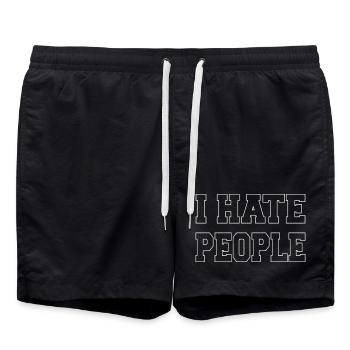 Expressive Typography Design - Swim Trunks - black - Front - AI Model Male 185 light (185cm)