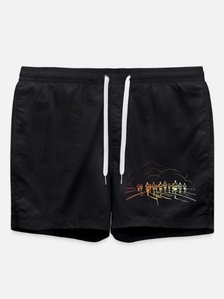 Jogger Line Art 90s Look - Swim Trunks - black