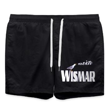 Wismar Möwe & Moin Ostsee - Badeshorts - Schwarz - Vorne - AI Model Male 185 light (185cm)