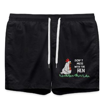 don't mess with the hen chicken - Swim Trunks - black - Front - AI Model Male 185 light (185cm)