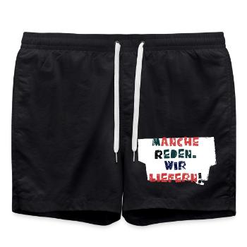 Reden & Handeln!  - Badeshorts - Schwarz - Vorne - AI Model Male 185 light (185cm)