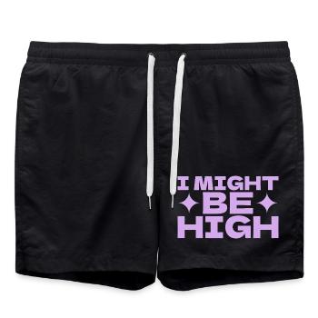Ich Könnte Hoch Sein - Pop Art Motiv - Badeshorts - Schwarz - Vorne - AI Model Male 185 light (185cm)