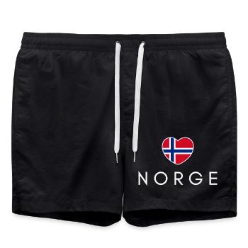 Cœur avec drapeau norvégien, fierté norvégienne - Short de bain - noir - Devant - AI Model Male 185 light (185cm)