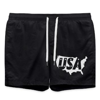 USA Silhouette with Rulers - Swim Trunks - black - Front - AI Model Male 185 light (185cm)