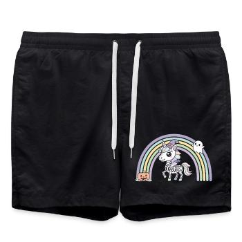 BOHO Skeleton Unicorn with Rainbow – Halloween - Swim Trunks - black - Front - AI Model Male 185 light (185cm)