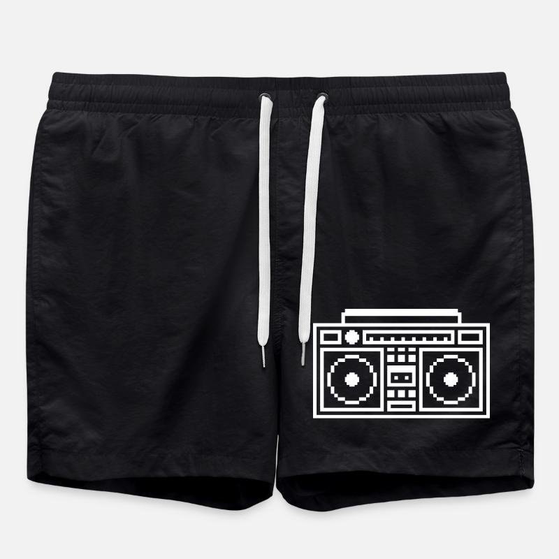 Ghettoblaster: Retro, Musik & Pixel Style - Badeshorts - Schwarz