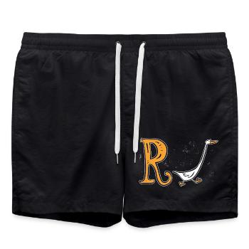Pension Duck - Retirement - Pension - Swim Trunks - black - Front - AI Model Male 185 light (185cm)
