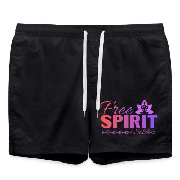 Yoga & Mindset Design für freie Seelen Free Spirit - Badeshorts - Schwarz - Vorne - AI Model Male 185 light (185cm)
