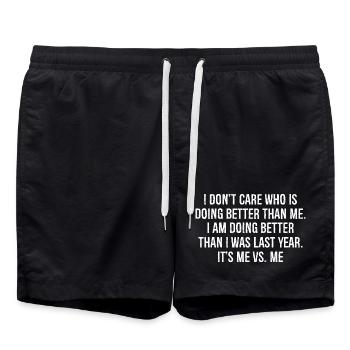 I don't care who is doing better than me - Swim Trunks - black - Front - AI Model Male 185 light (185cm)