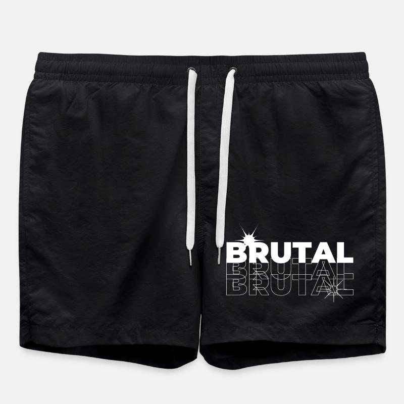 Brutal Echo Geometric Print - Swim Trunks - black