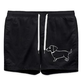 Teckel chien T-shirt Chien Chemise Cadeau - Short de bain - noir - Devant - AI Model Male 185 light (185cm)