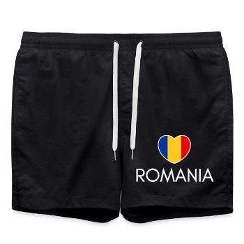 J'aime la Roumanie, la fierté roumaine - Short de bain - noir - Devant - AI Model Male 185 light (185cm)