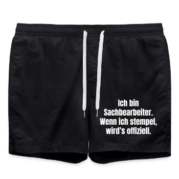 Citation sur l’humour du greffier - Short de bain - noir - Devant - AI Model Male 185 light (185cm)