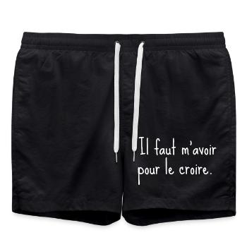 Du musst mich glauben lassen, um es zu glauben – humorvolles Zitat - Badeshorts - Schwarz - Vorne - AI Model Male 185 light (185cm)