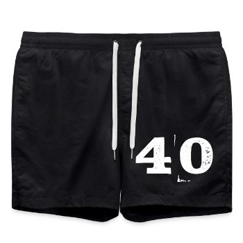 Grunge Vierzig Zahl Textur 40 - Badeshorts - Schwarz - Vorne - AI Model Male 185 light (185cm)