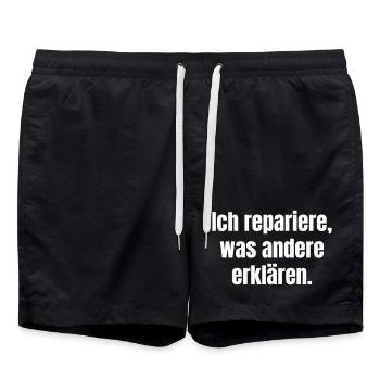 Ich repariere, was andere erklären - Badeshorts - Schwarz - Vorne - AI Model Male 185 light (185cm)