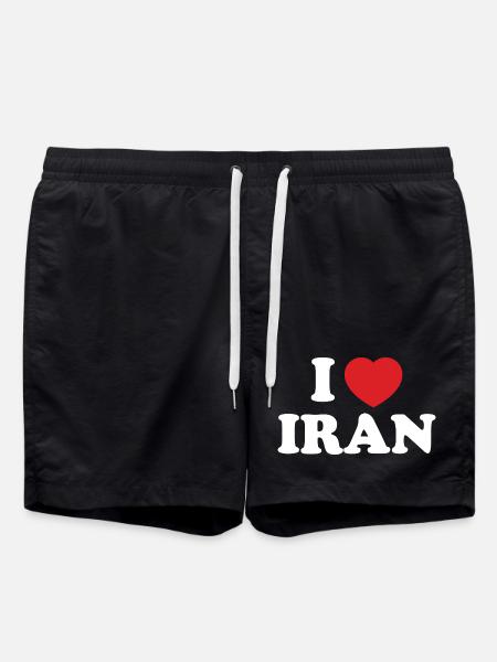 I Love Iran Heart Emblem - Swim Trunks - black