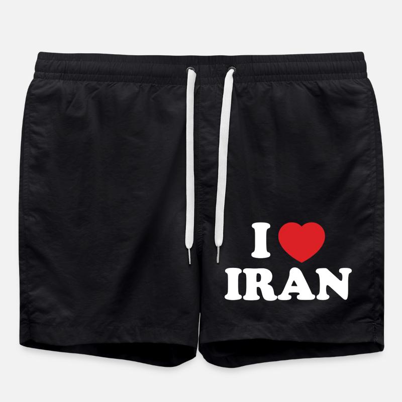 I Love Iran Heart Emblem - Swim Trunks - black