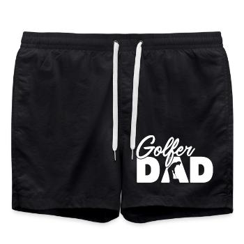 Golfer-Vater, Vintage-Silhouette-Golf-Vater, Vater - Badeshorts - Schwarz - Vorne - AI Model Male 185 light (185cm)