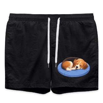 Cute Beagle Cartoon Cuddle Sleeping Chillout - Swim Trunks - black - Front - AI Model Male 185 light (185cm)