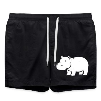 Nilpferd Silhouette Weiß - Badeshorts - Schwarz - Vorne - AI Model Male 185 light (185cm)