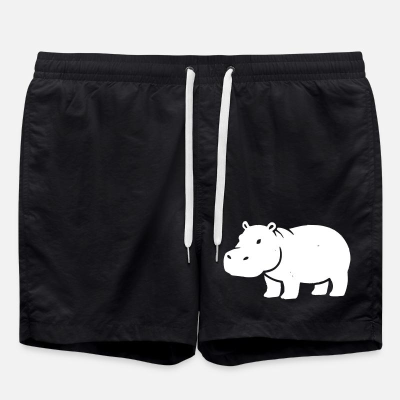 Silhouette Hippopotame Blanche - Short de bain - noir