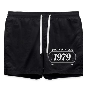Vintage 1979 Retro Anniversary 1979 - Swim Trunks - black - Front - AI Model Male 185 light (185cm)