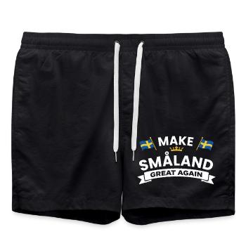 Småland Flaggenband Krone - Badeshorts - Schwarz - Vorne - AI Model Male 185 light (185cm)