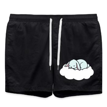 Rêve du Lapin endormi sur un nuage - Short de bain - noir - Devant - AI Model Male 185 light (185cm)