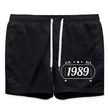 Vintage 1989 Rétro Anniversaire 1989  - Short de bain - noir - Devant - AI Model Male 185 light (185cm)