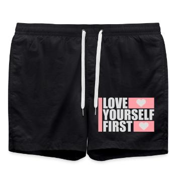 Aimez-vous d’abord Aimez-vous de soi Prenez soin de vous - Short de bain - noir - Devant - AI Model Male 185 light (185cm)