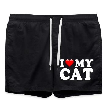 I Love My Cat Cute Cat Lover Design - Swim Trunks - black - Front - AI Model Male 185 light (185cm)