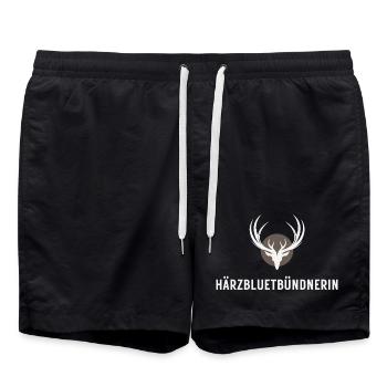 Härzbluetbündnerin - Badeshorts - Schwarz - Vorne - AI Model Male 185 light (185cm)