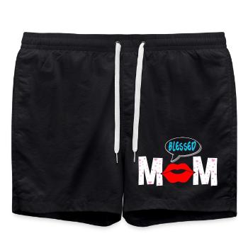 T-shirt esthétique Proud Mom Lips - Short de bain - noir - Devant - AI Model Male 185 light (185cm)