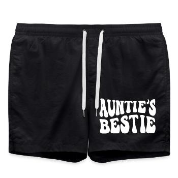 Auntie's Bestie, Cute Godchild Gift Idea - Swim Trunks - black - Front - AI Model Male 185 light (185cm)