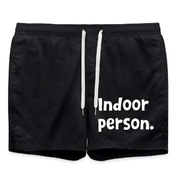 Lustiges introvertiertes Design – Sarkastischer Mensch im Haus - Badeshorts - Schwarz - Vorne - AI Model Male 185 light (185cm)