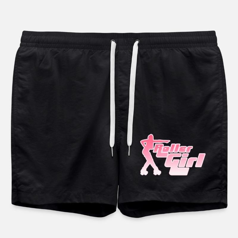 Neon Roller Girl Silhouette - Badeshorts - Schwarz