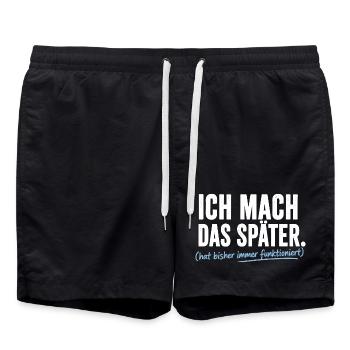 Ich mach das Später Prokrastinierer - Badeshorts - Schwarz - Vorne - AI Model Male 185 light (185cm)