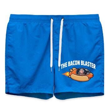 Bacon Blaster Funny Space Pig Rocket Design - Swim Trunks - cobalt blue - Front