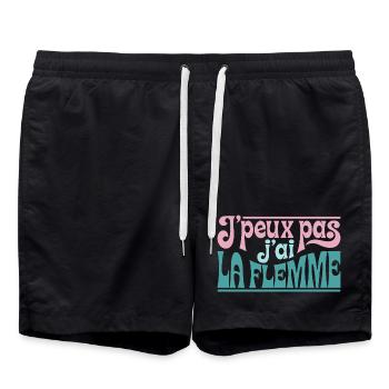 J'peux pas j'ai la flemme - Short de bain - noir - Devant - AI Model Male 185 light (185cm)