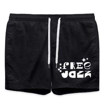 Free Jazz Bold Retro Typography - Swim Trunks - black - Front - AI Model Male 185 light (185cm)