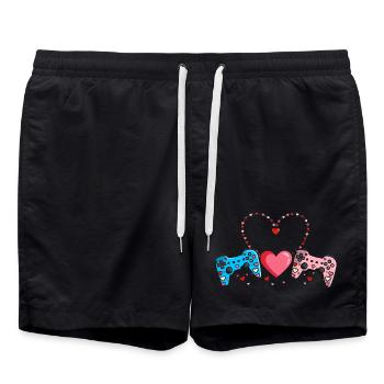 Retro Heart Valentine's Day Design Love - Swim Trunks - black - Front - AI Model Male 185 light (185cm)