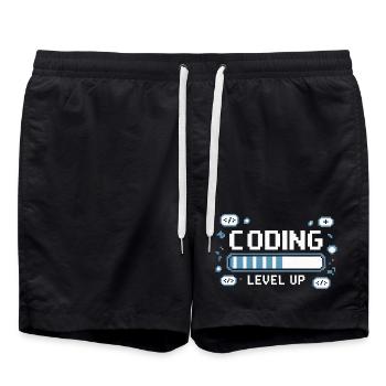 Programmers – Coding Developers & Computer Scientists - Swim Trunks - black - Front - AI Model Male 185 light (185cm)