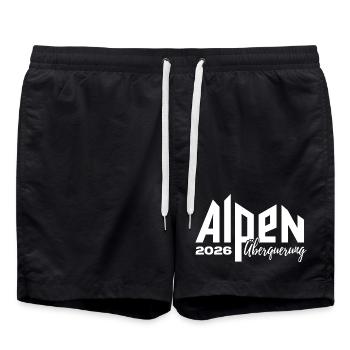 Alpen Überquerung 2026 - Wandern - Badeshorts - Schwarz - Vorne - AI Model Male 185 light (185cm)