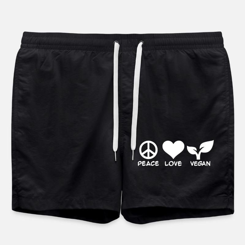 Peace Love Vegan - Swim Trunks - black