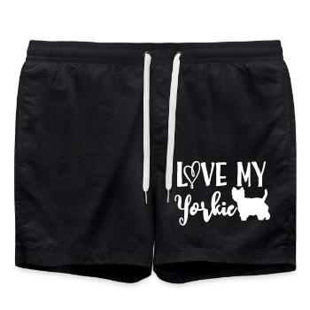 Love My Yorkie - Swim Trunks - black - Front - AI Model Male 185 light (185cm)
