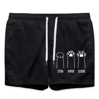 Katzenpfoten Katze Pfote Spiel Stein Papier Schere - Badeshorts - Schwarz - Vorne - AI Model Male 185 light (185cm)