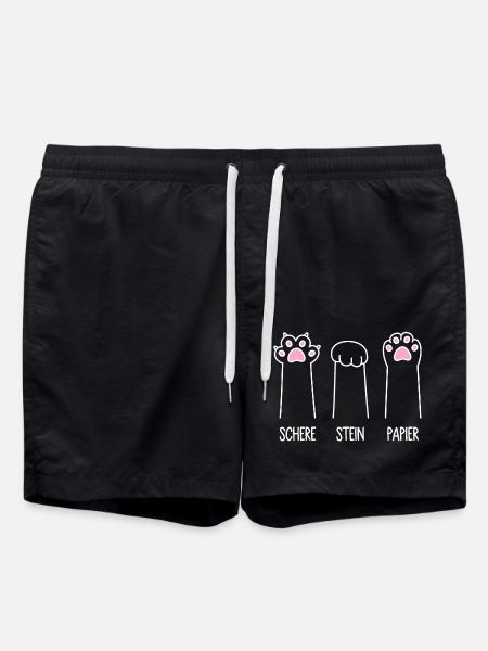 Katze Pfote Katzenpfoten Spiel Schere Stein Papier - Badeshorts - Schwarz