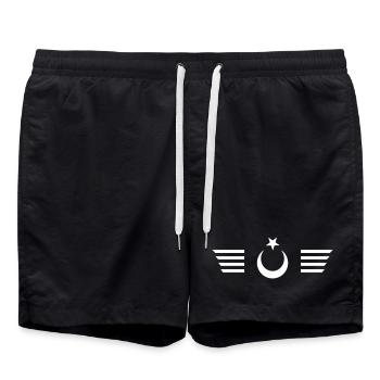 Türkiye Türkei Flügel und Halbmond - Badeshorts - Schwarz - Vorne - AI Model Male 185 light (185cm)
